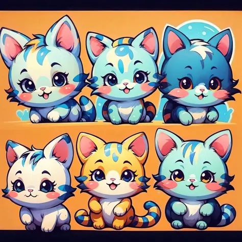 a cat, cute, kawaii, cute, chibi, simple background