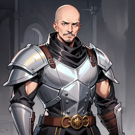 Screenshots of Anime A 40-year-old skinhead mustachioed man dressed like a  medieval European knight