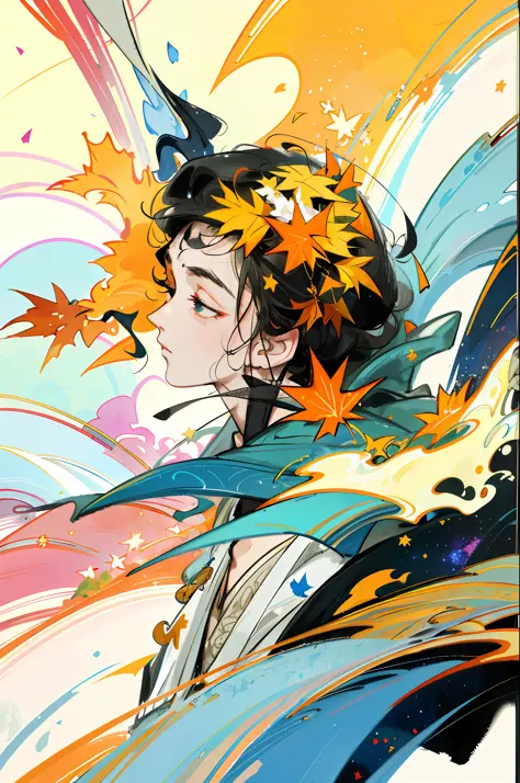 wtrcolor style, official art, drifting in the wind, masterpiece, beautiful, ((watercolor)), paint splash, intricate details. Ver...
