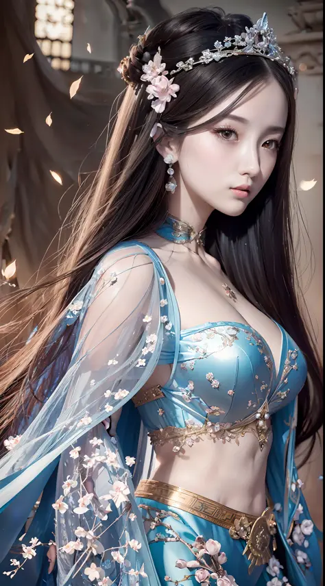a close up of a woman with long hair wearing a tia, trending on cgstation, artwork in the style of guweiz, beautiful character painting, beautiful digital artwork, ethereal beauty, inspired by Ai Xuan, digital fantasy art ), 8k high quality detailed art, (...