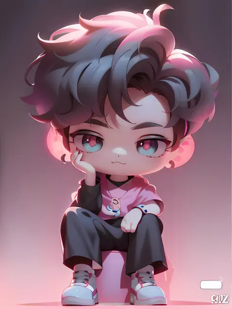 a close up of a cartoon character sitting on a stool, high quality fanart, advanced digital chibi art, cute art style, official ...