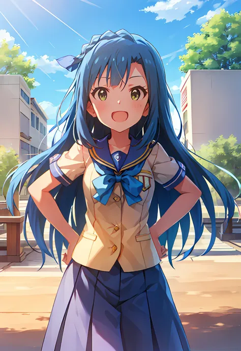 yuriko nanao (million live), (top quality, 8k, masterpiece, super detail: 1.2), cinematic angle,
day, dappled sunlight, blue sky...