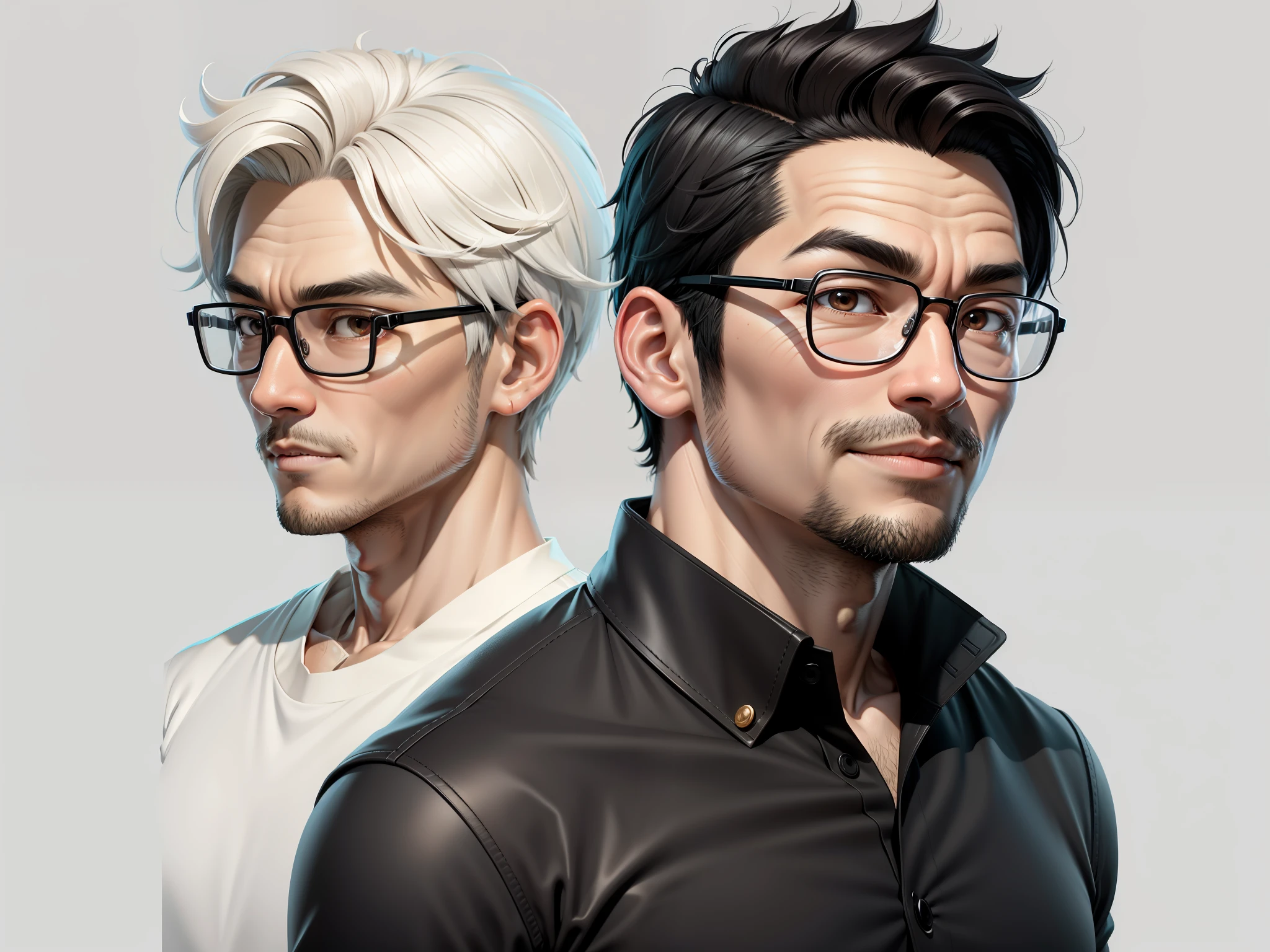Super young, Japanese man, 35 years old, silver glasses, slightly chubby face, clean face, no beard on chin, black super short hair, black eyes, confident smile, polo cedar, digital painting, film, 3D character design by Mark Claireden and Pixar and Hayao Miyazaki, the illustration is HD illustration in 4K resolution with very detailed facial features and cartoon-style visuals.