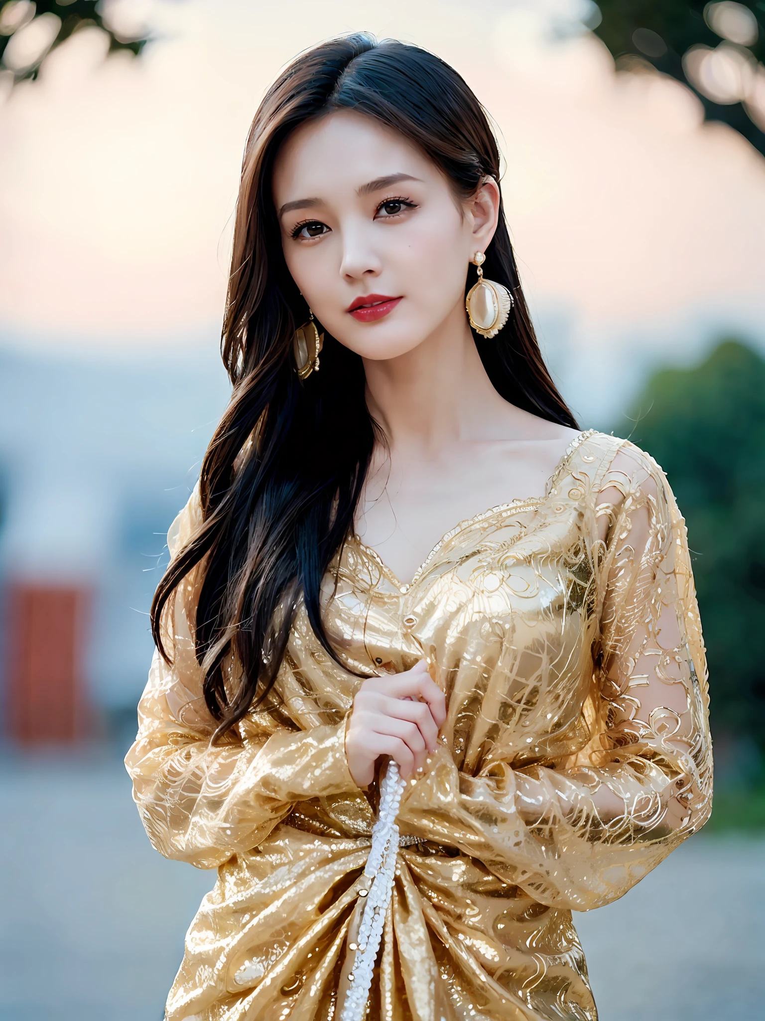 jewelry, solo, earrings, necklace, brunette hair, smile, single bun, (formal:1.6), reality, bun, bracelet, grin, ulzzang-6500v1.1, (original: 1.2), (reality: 1.3) , beautiful girl with beautiful details, extremely detailed eyes and face, eyes with beautiful details, ridiculous, incredibly ridiculous, huge file size, ultra detail, high resolution, super detailed, best quality, masterpiece, Illustrations, super detailed and beautiful, super detailed, CG, unity, 8k wallpaper, amazing, fine details, masterpiece, top quality, official art, extremely detailed CG Unity 8k wallpaper, cinematic lights, (perfect shiny skin: 0.6), slender and smooth lines, (floating), (small breasts: 1), earrings, vista, standing, on the beach