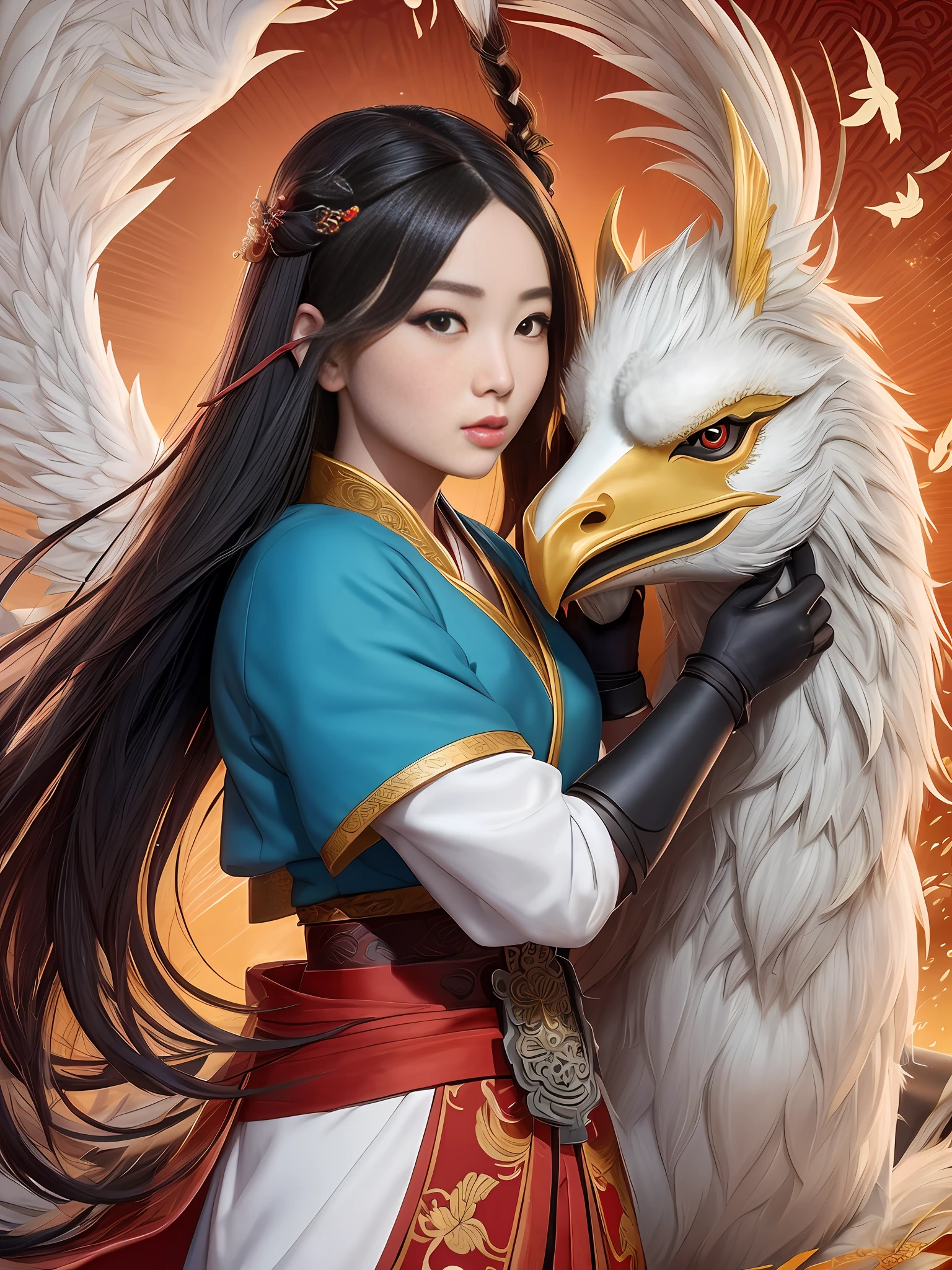 Mulan with a Fenghuang: Mulan, the courageous warrior from Chinese folklore, finds companionship with a majestic Fenghuang, a mythical bird symbolizing beauty and grace. As Mulan embraces her dual identity, the Fenghuang stands as a symbol of her strength and transformation.