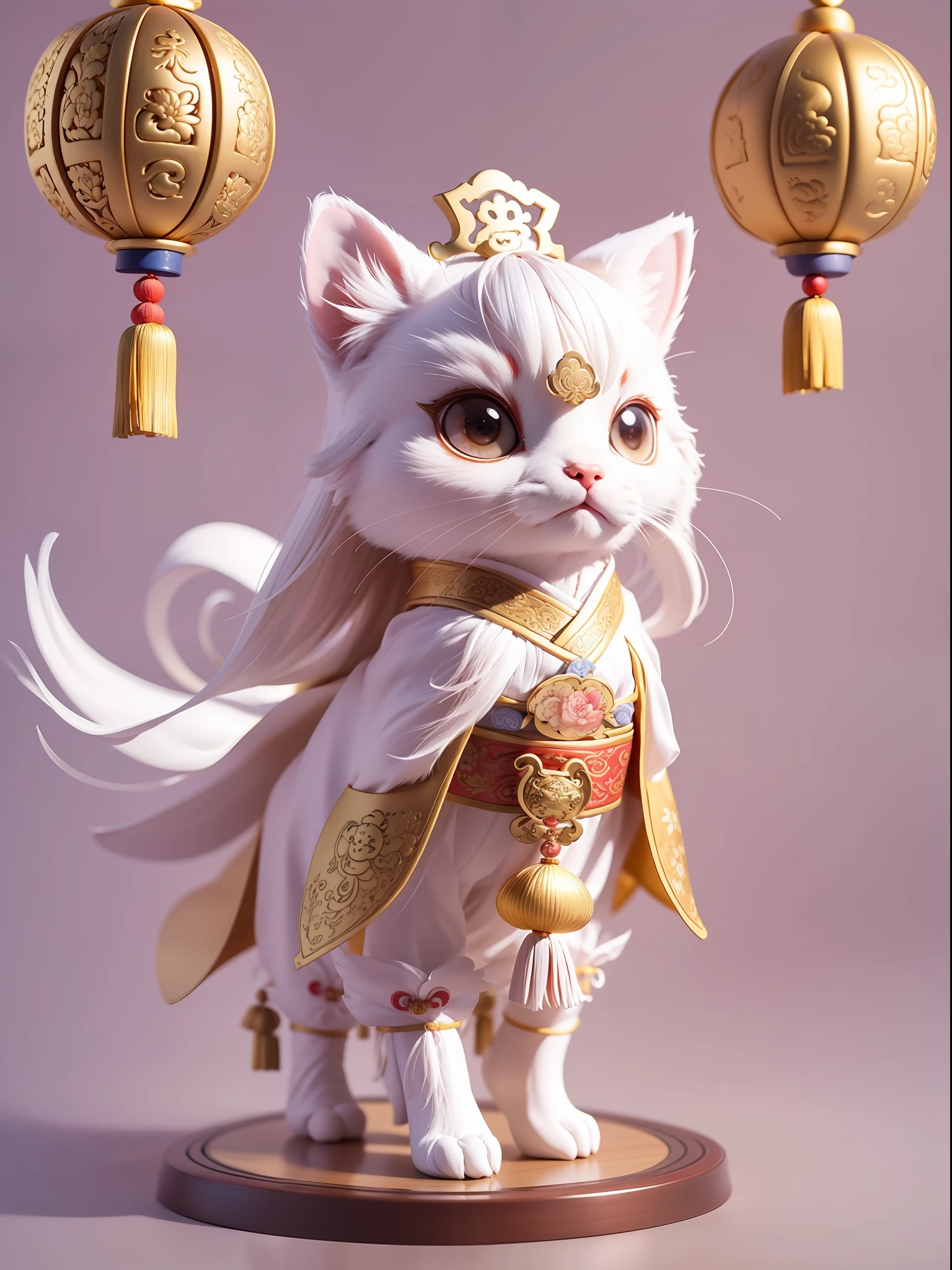 Cute animals dressed in traditional Ming dynasty Chinese silk costumes, movie lights, zodiac signs, Chinese style, clean white background, quality colors, full body 3D models, ancient Chinese cultural elements, action, fashion blind box toys. (fill body: 1.2), chibi ,-- style performance --AR 3:4 --style performance --upbeta --niji 5