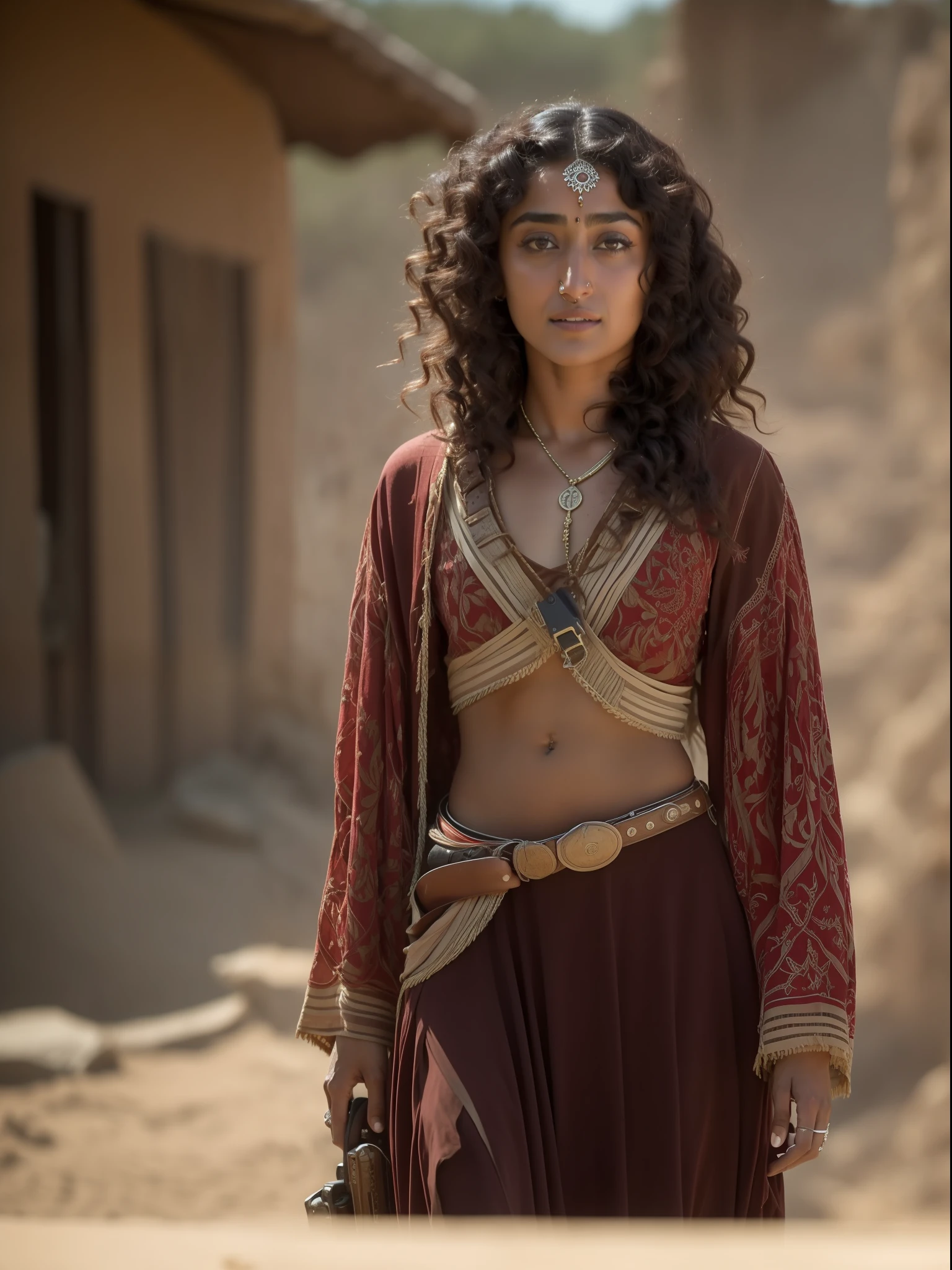 Pretty photo of Golshifteh Farahani,inspired by extraction movie style,cowboy shot,Cinematic lighting, extremely realistic, 8k, insane details, intricate details, beautifully color graded,Color Grading, Editorial Photography, Photography,sharp focus, taken with a 60mm lens, ISO 300, f/4, 1/200th -