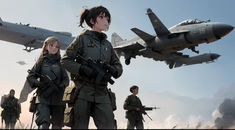 Realistic Detail,War Scenes,(Science Fiction : 1.5),Sci-fi,Republic Military Uniforms,War,Bomb,Grasslands,Air Warfare,Sky,Air Op...