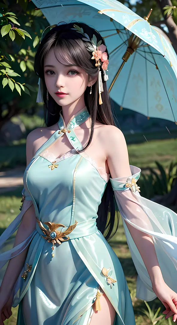 Bust shot, face shot, face specific, (((alone)), (single)))), black hair, a beautiful girl, ((delicate pale pink clothes)), cyan...