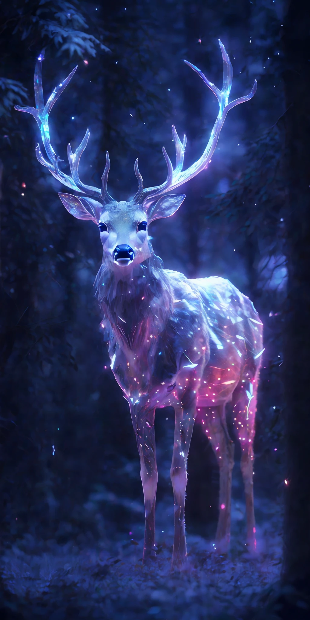森林里一只鹿角发光的鹿的特写, 3d 數位藝術 4k, 數位藝術動物照片, 數位藝術作品 4 k, 全息生物, 4k 高度詳細的數位藝術, 8k 高品質細節藝術, 4k 细致数码艺术, 8K超寫實動物, 數位藝術 4k, 數位藝術 4k, 詳細的數位 3D 藝術