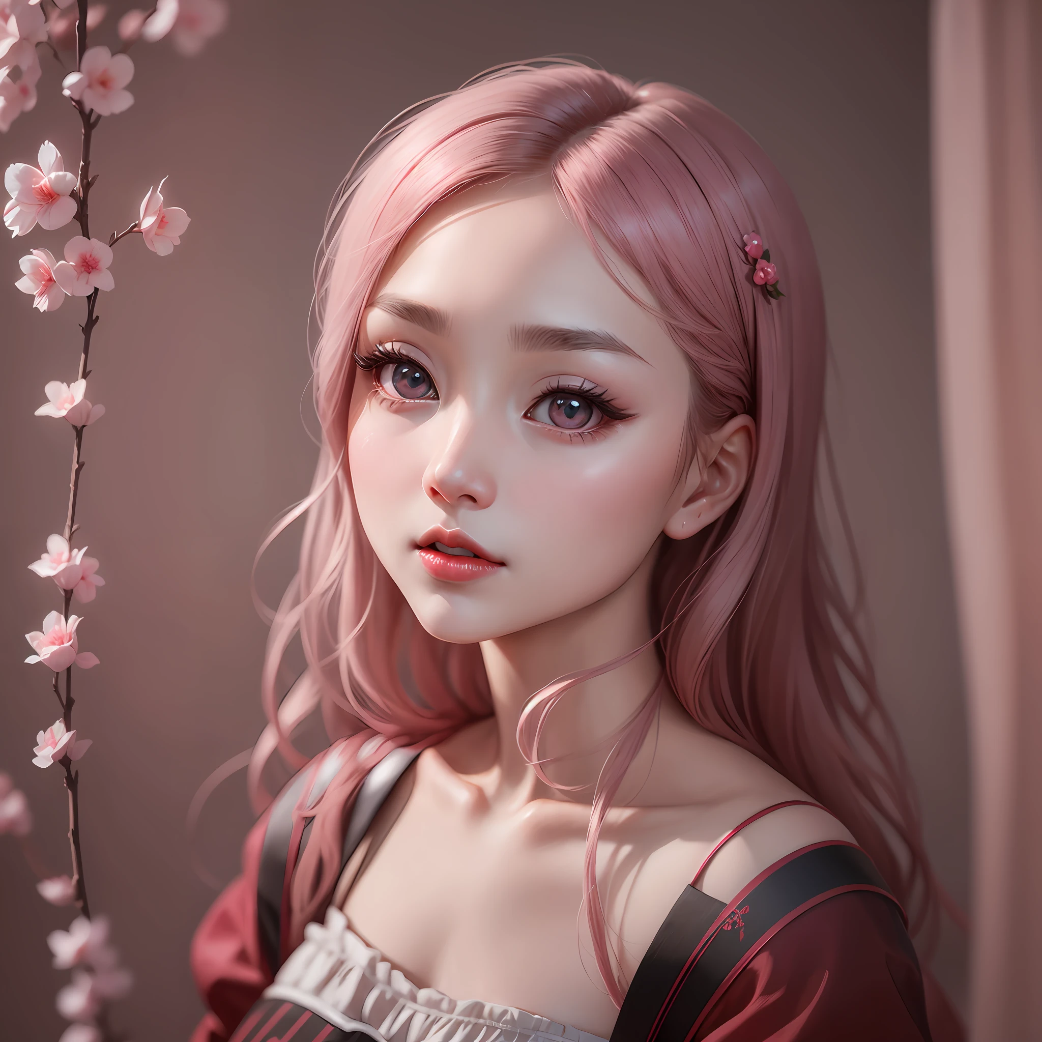 A pair of dark and clear big eyes, soft and full red lips, delicate little Yao nose delicately born on her beautiful pure, quiet and elegant stunning delicate, coupled with her graceful and smooth cheeks, blown pink face, a national color 'peerless beauty'. (High quality) (Realistic) --auto --s2