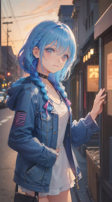 fine detail, ((1 girl), ((solo)), ((short straight hair)), perfect lighting, masterpiece, best quality, super detailed, kawaii,, light, color, texture, detail, beautiful, wonderful, colorful, best quality, super detailed, 1 girl, solo, standing, blue hair,...