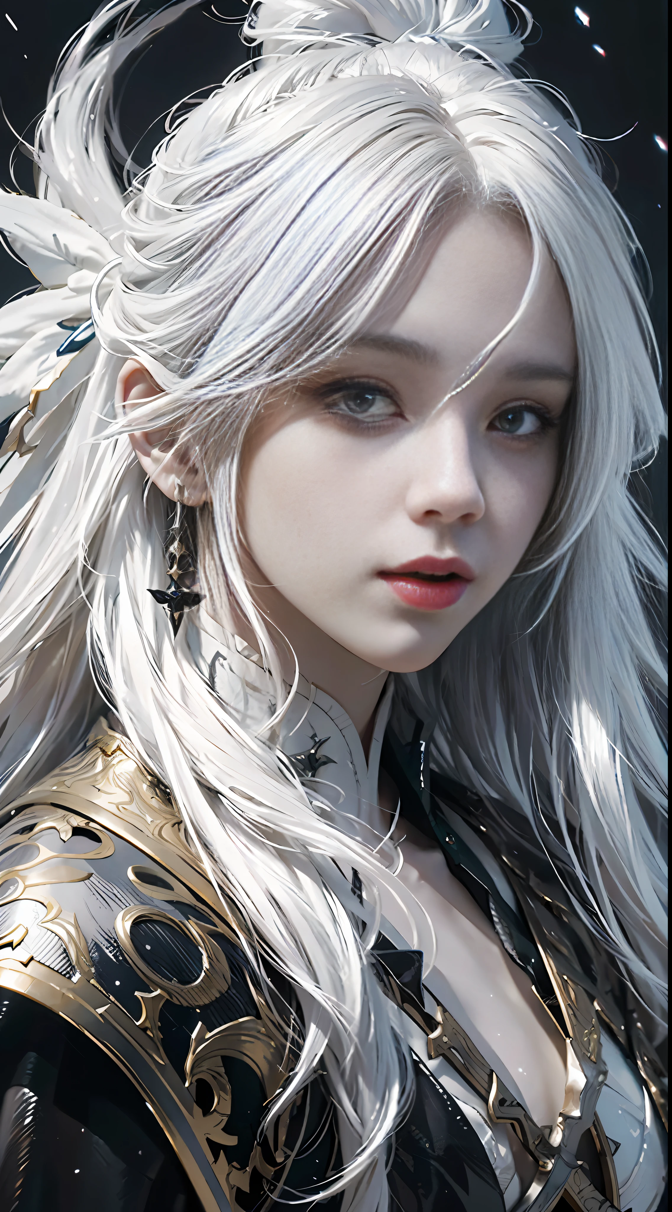 a close up of a person with white hair and a sword, white haired deity, with white long hair, with long white hair, artwork in the style of guweiz, white haired, guweiz, handsome guy in demon slayer art, beautiful character painting, by Yang J, white-haired, guweiz on pixiv artstation, anime character