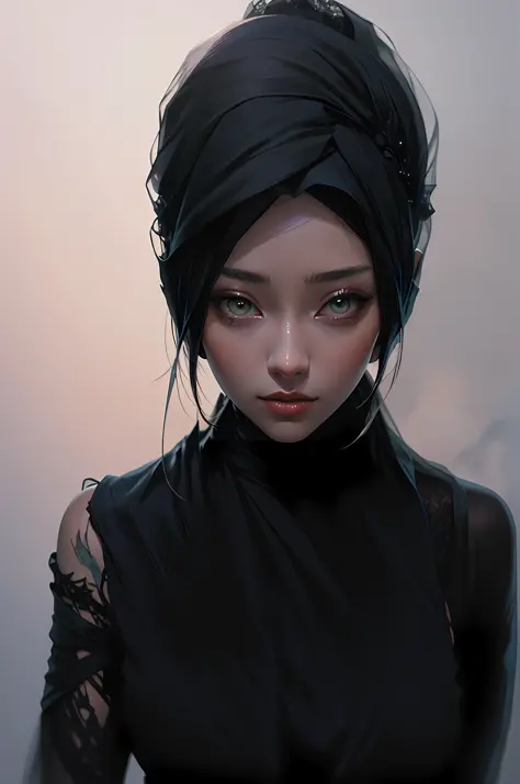 there is a woman with a veil on her head and a veil on her head, artwork in the style of guweiz, beautiful digital artwork, 4k highly detailed digital art, stunning digital illustration, guweiz, 4k detailed digital art, beautiful digital illustration, real...