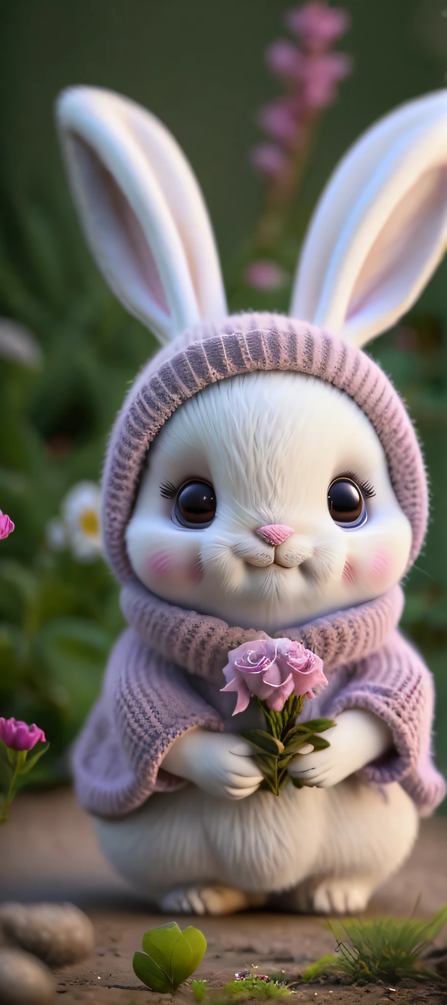 bunny, blur, bunny, flower, nature, no_humans, depth of field, to8contrast style, DARK_Glam, wearing DRK_Glam, deep shadows, (dark: 1.4) --auto --s2