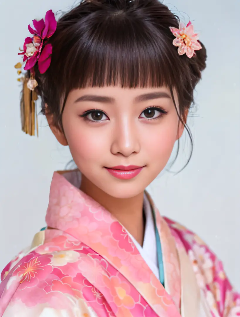 arafed asian woman in a white kimono with a flower in her hair, beautiful south korean woman, popular south korean makeup, beaut...