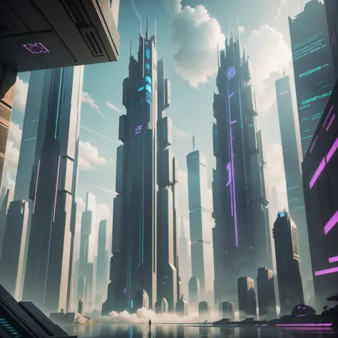 Future World Cyberpunk Skyscrapers Sci-Fi Top Quality Masterpiece