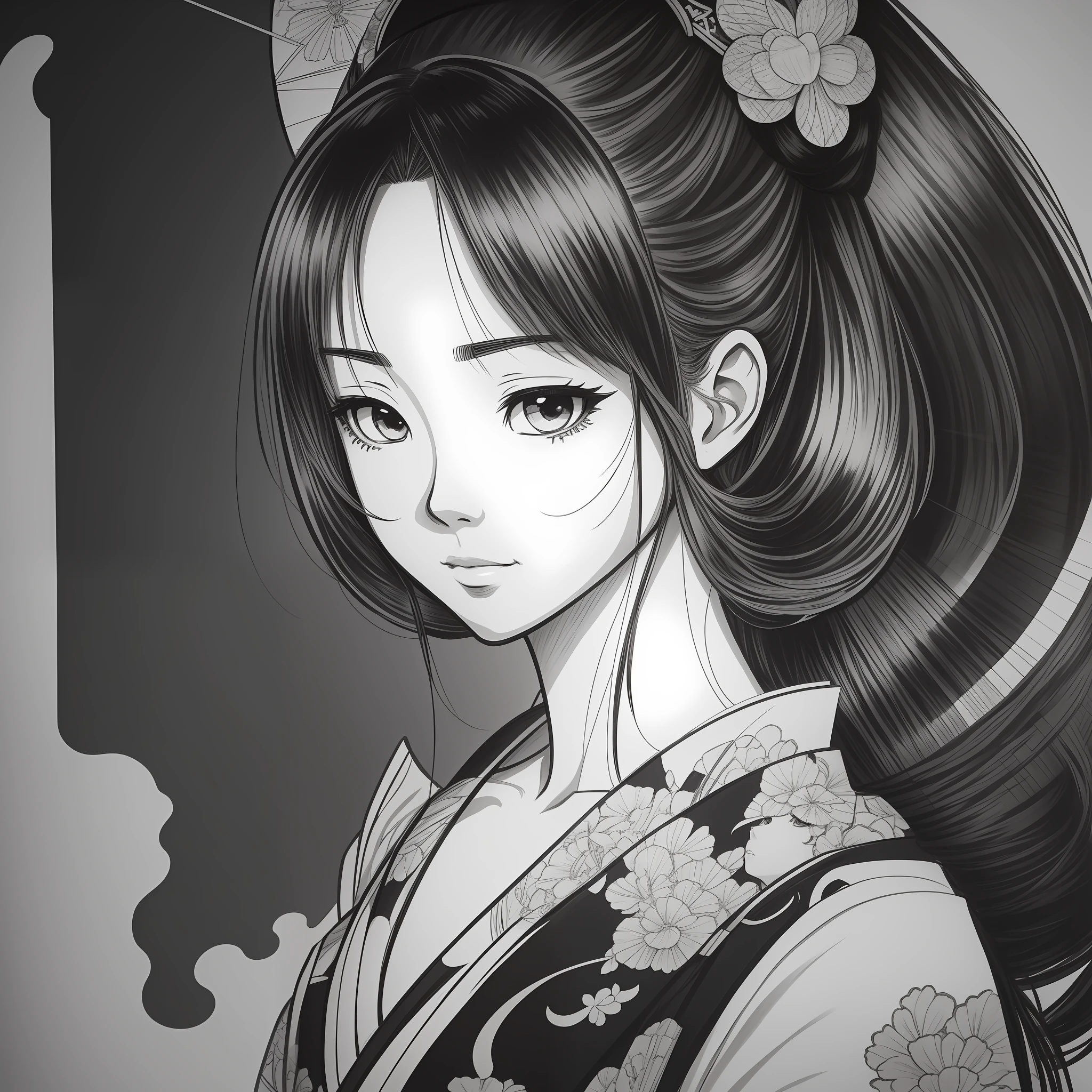 Livre de coloriage anim style. Un portrait d une geisha