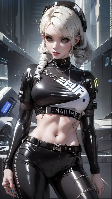 ((Best quality)), ((masterpiece)), (highly detailed:1.3), .... 3D, beautiful (cyberpunk:1.3) , Stylish woman looking at camera, ...