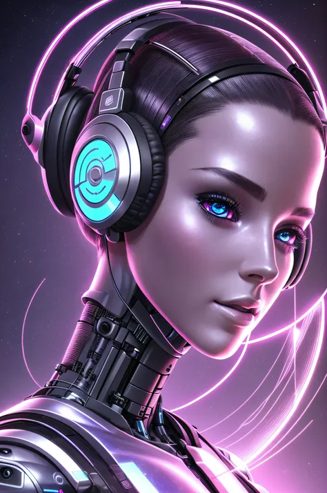 futuristic woman with headphon - SeaArt AI