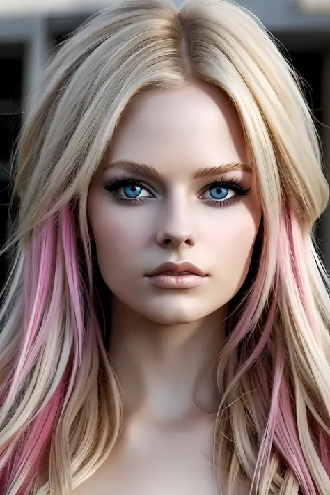 Beautiful Girl Pink Blonde Hair Sapphire Eyes Pretty Noble