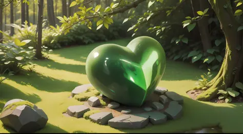 Heart of the Forest, a magical stone that maintained balance in nature, a shiny, magical green stone