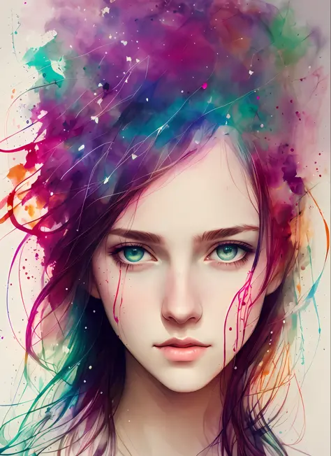 a woman by agnes cecile, luminous design, pastel colours, ink drips, autumn lights