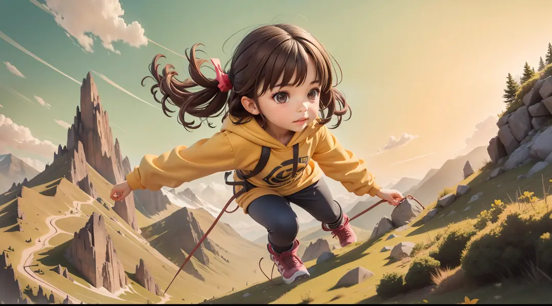 masterpiece), a cute girl climbing a mountain, mountaineering , (high  angle), adrenaline - SeaArt AI