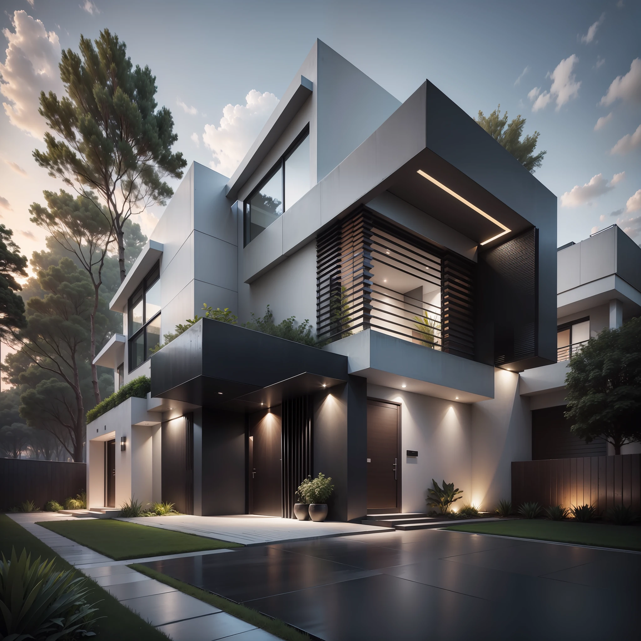 House with modern design, exterior, façade, ultra modern, HD - SeaArt AI