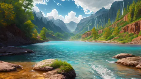 landscape, water (extremely detailed CG unity 8k wallpaper), the most beautiful artwork in the world, professional majestic oil painting, intricate, high detail, sharp focus, dramatic, photorealistic painting