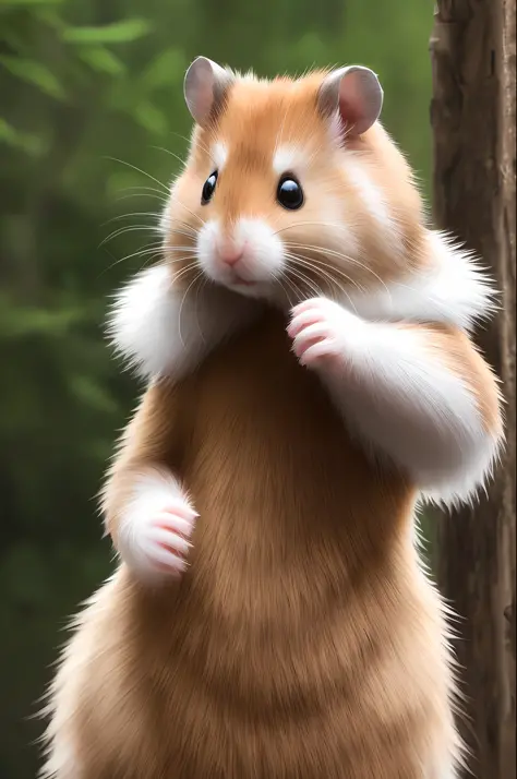 (hamster), dress, (realistic fur, detailed fur texture:1.2), detailed background, wilderness background, photorealistic, hyperrealistic, ultradetailed, professional photography