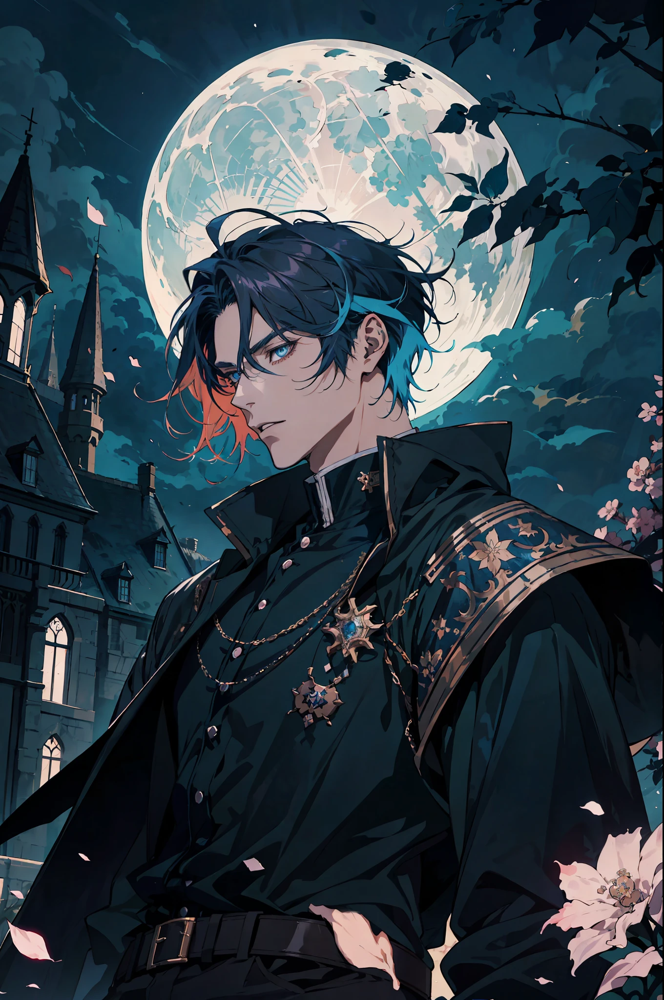 Anime boy with blue hair and blue eyes wearing a blue jacket, Delicate  androgynous prince, young anime man, Beautiful androgynous prince, Anime  portrait of a handsome man - SeaArt AI