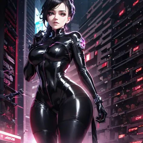 a close up of a woman in a black suit with a sword, cybersuit, cyber suit, female cyberpunk anime girl, wlop glossy skin, cute cyborg girl, perfect anime cyborg woman, 3 d render character art 8 k, diverse cybersuits, cyberpunk 2 0 y. o model girl, girl in...