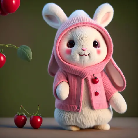 &quot;(an artwork by ) realistic, furry bunny (dressed in clothes), with an apple in his hand and dark circles and blush on his ...