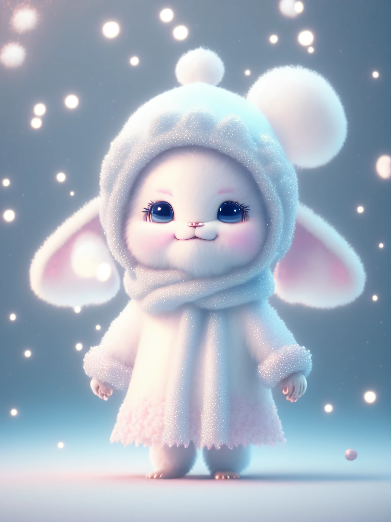 drifting snowplum blossom falls, a super cute baby pixar style white fairy chinese dragon standing beside a white flowing gauze curtain, shiny snowwhite fluffy, big bright eyes, fluffy tail, wearing a blue sweater, wearing a white hat, smile,positive,delicate and fine, fairy tales, incredibly high detailed, pixar style, bright color , natural light, simple background with pure color,5 and octane render, trending on artstation, gorgeous,ultra wide angle, 8k,hd realistic v 4 v 3 q 05 1