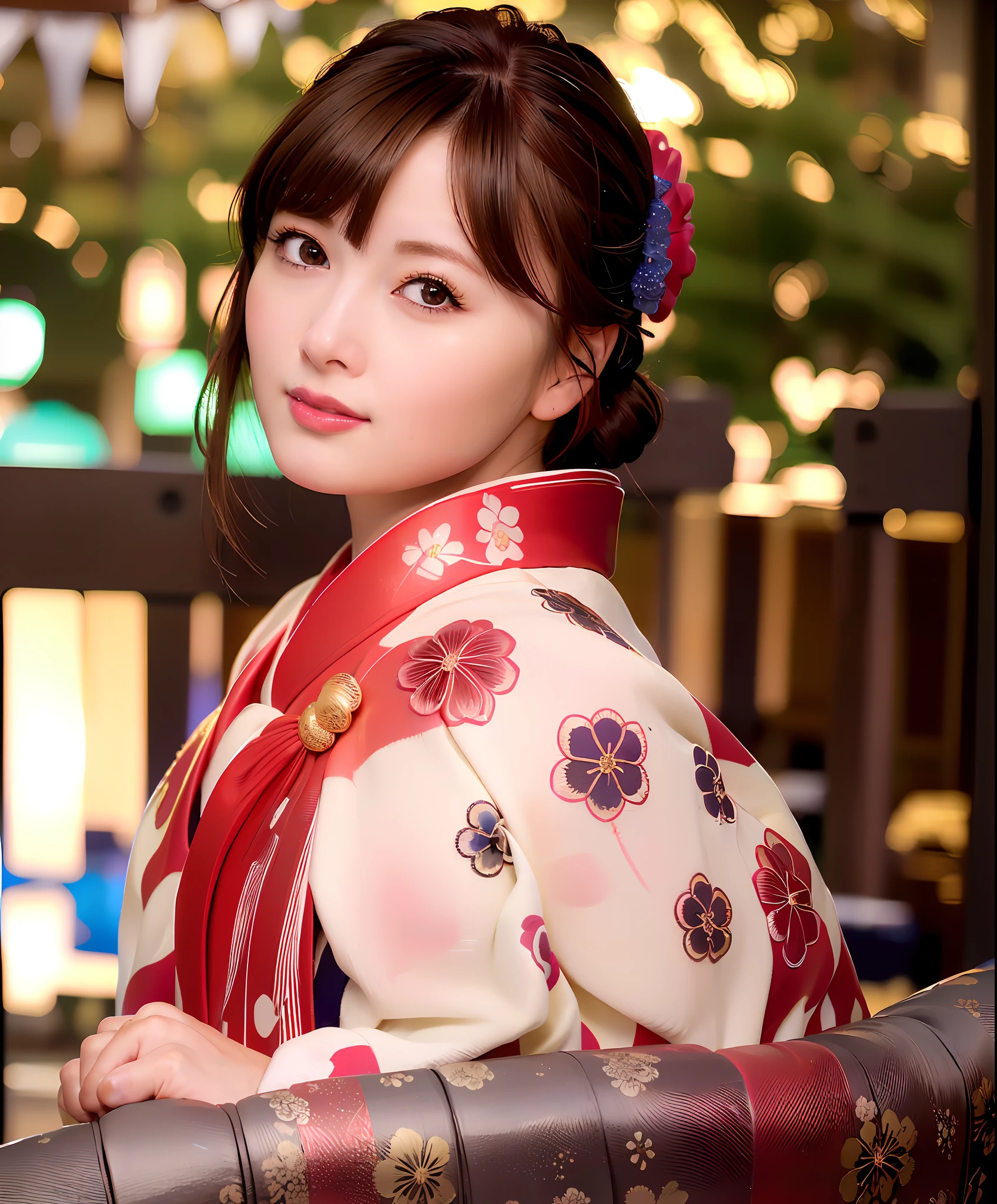 best quality, photorealistic, 8k, high res, 1girl, woman, (skindentation), (professional lighting),  (kimono:1.74), gorgeous, (1girl eyes looking at viewer:1.54), ((looking at viewer:1.6)), (looking at the camera), photorealistic, (bokeh), (dynamic pose:1.2), masterpiece, intricate, realistic, sharp focus, award-winning photograph,smile