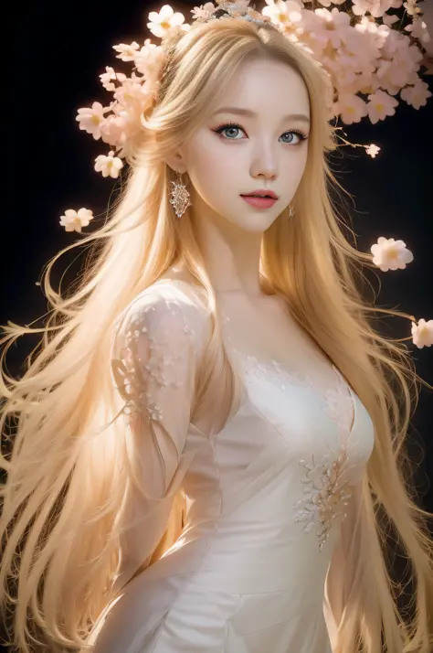 ((Gorgeous Princess)), (with long flowing white hair), (Bright and beautiful eyes), Chinese Girl, Japanese Girl, Trend on Art St...