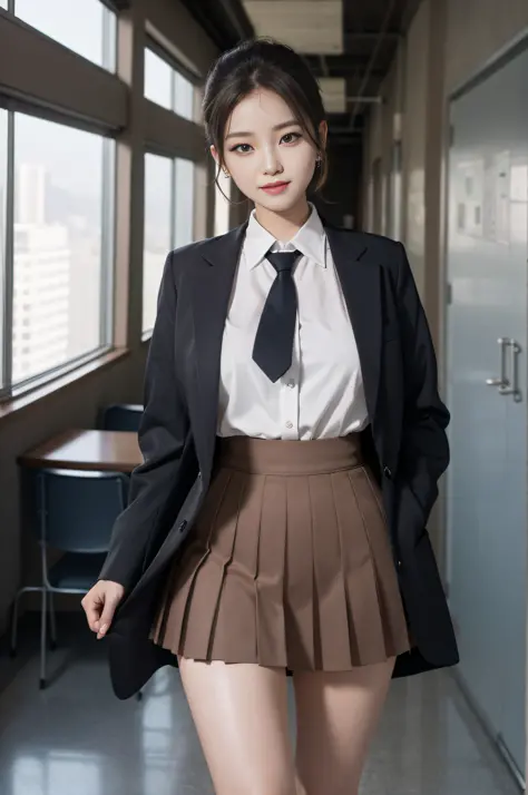 Gray eyes, Korean school uniform, summer school uniform shirt, ribbon ...