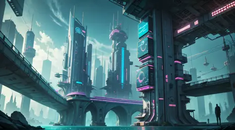 underwater cyberpunk dream city