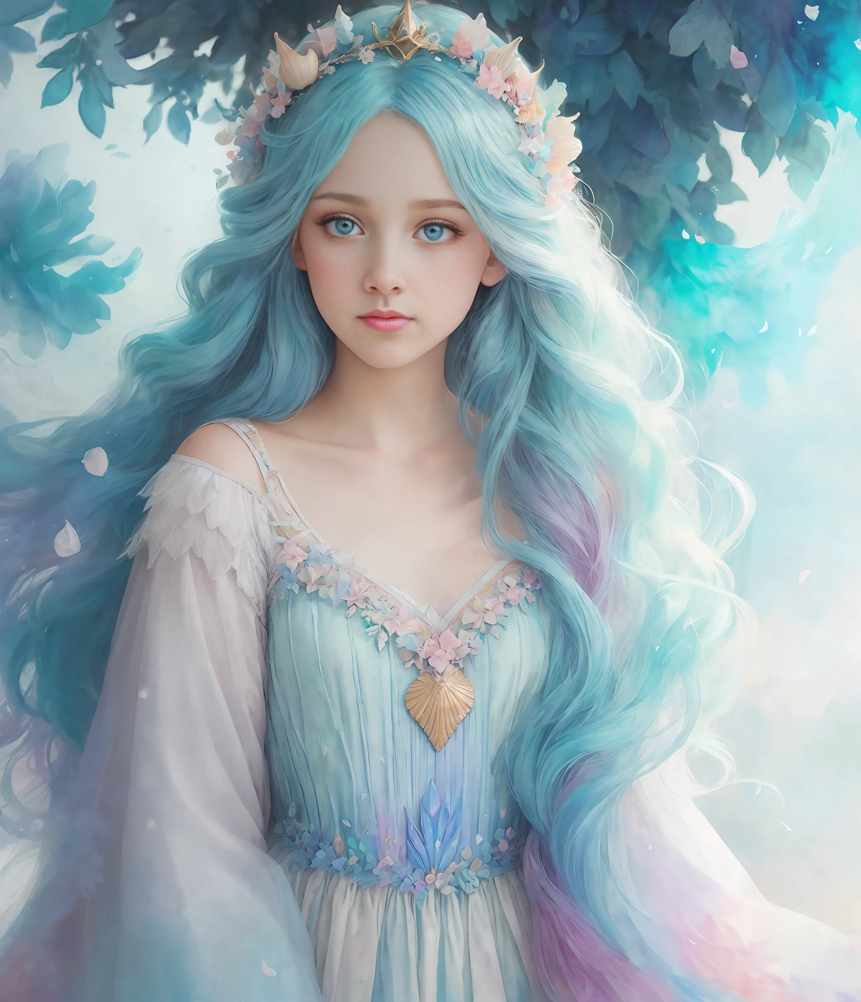 (Cinematic Photo:1.3) of (Realistic:1.3),(Cosy:1.3) Princess girl with wing, Blue, Pastel, glitter, dramatic, dreamy, pastel, Watercolor, Whimsical, Delicate, seashell crown, Trending on Artstation, Highly detailed, Intricate, Portrait, digital painting, Fantasy theme, Fantasy robes, Fantasy concept art, Fantasy character art, Smug, Teenage girl, perfect body, full body, dreamy, pastel, Watercolor, Whimsical, Delicate, seashell crown, art by loish and lois van baarle, Trending on Artstation, Highly detailed, Intricate, Portrait, digital painting,Highly Detailed,(Art Deco:1.3),(Photorealism:1.3),(Classical Realism:1.3),(Fujifilm Superia:1.3),naturalism,land Art,regionalism,shutterstock contest winner,trending on unsplash,featured on Flickr