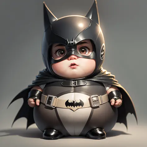 Batman little fat man with round face and white background, --auto --s2