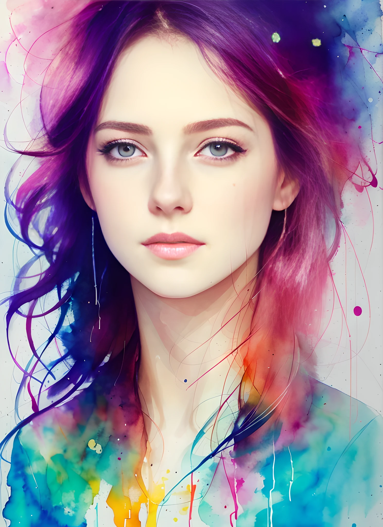 a painting by mse a woman by agnes cecile, luminous design, pastel colours, ink drips, autumn lights