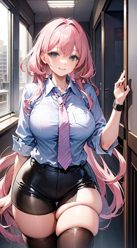 ((masterpiece, best)),(1girl),((mature woman)), light pink hair, dizzy, trumpet, ((office lady)), bangs, mid-chest, (full), slim...