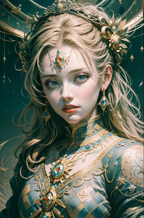 (((hyper detail))), (masterpiece, highest quality, best quality, high definition: 1.4), 18 years old, beautiful girl, aristocratic, live-action-like, full body, big castle, quiet, intricate details, 4K, concept art, painting on ceiling, depth, miracle, rom...