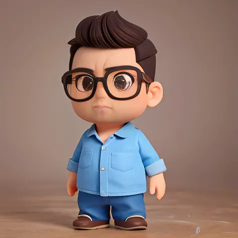 Cute small 45-years-old male programmer , huge head, shot Undercut hair , wearing Round thin frame glasses, highly detailed eyes...
