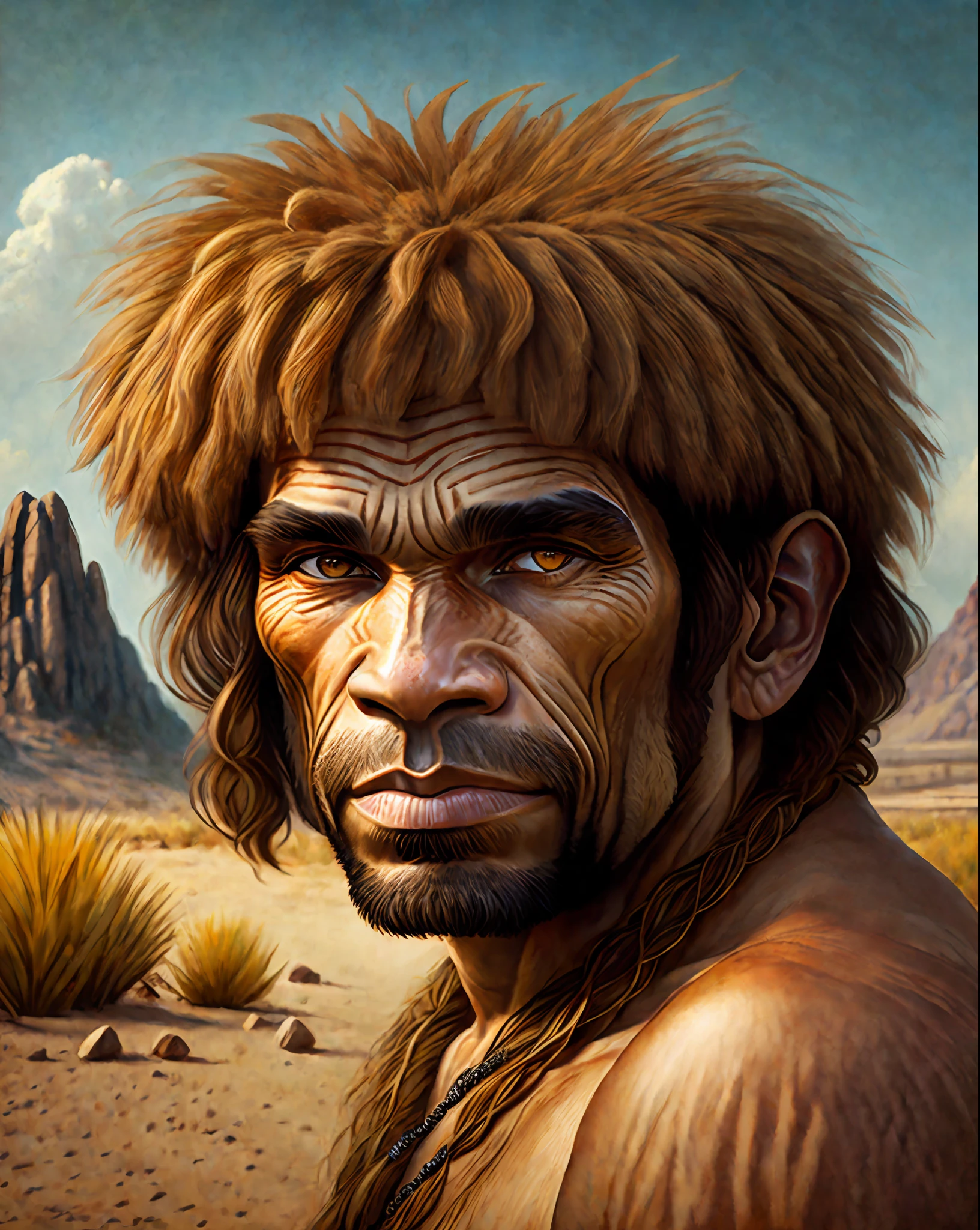 neanderthal selfie, hd, realistic photo