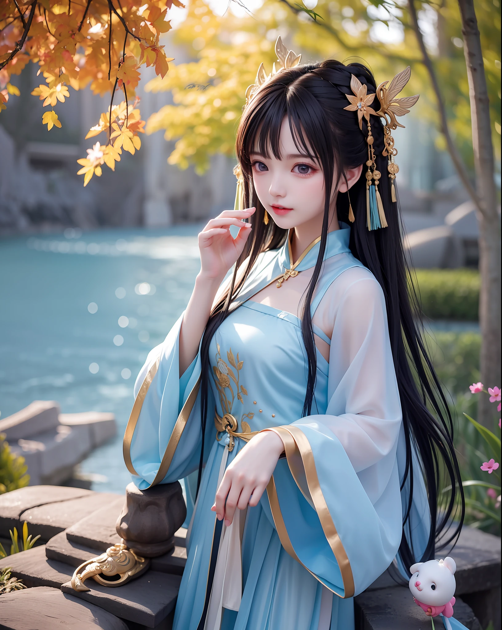 (8k, RAW photo:1.2), best quality, ultra high res,dramatic angle,(fluttered detailed color splashs), (illustration),(((1 girl))),(long hair),(rain:0.9), (Headdress:1.4),There is an ancient palace beside the girl,Hanfu,(Key Points),Color ink painting,(Splash of Color),Splash of Color,(((colorful))),(sketch:0.8) , Masterpiece, best quality, beautiful painted, highly detailed,(denoising:0.6),[splash ink],((ink refraction)), (beautiful detailed sky),moon,highly,detaild,(masterpiece, best quality, extremely detailed） CG Unity 8k Wallpaper，masterpiece，best quality，Ultra Detailed），（Lycoris），