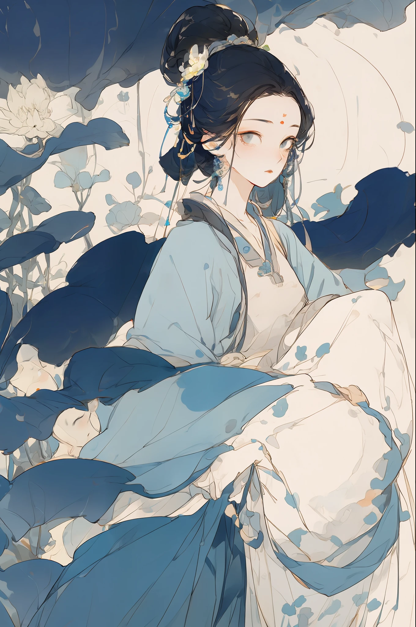 Ancient Chinese beauty sitting - SeaArt AI