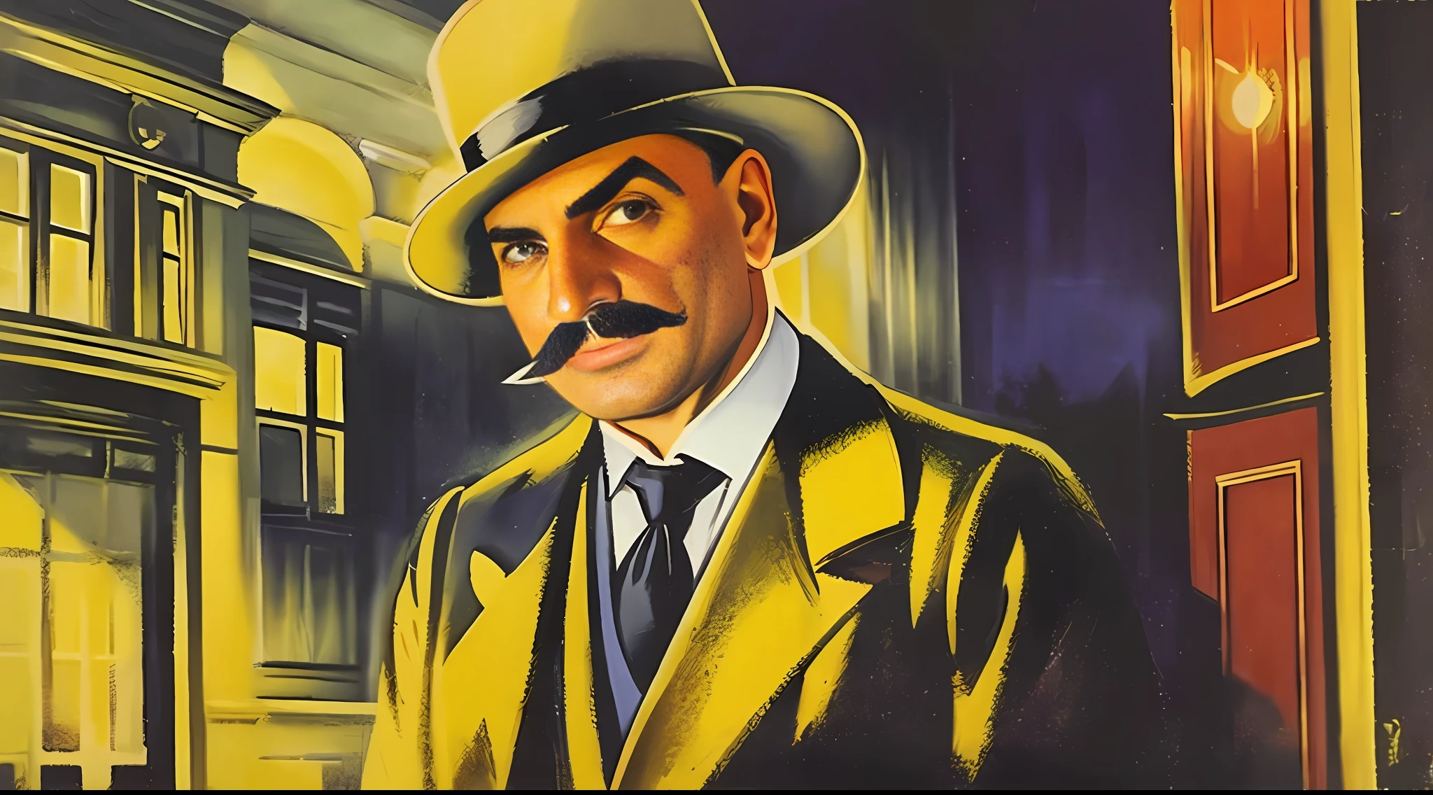 There is a painting of a man with a mustache and a hat - SeaArt AI
