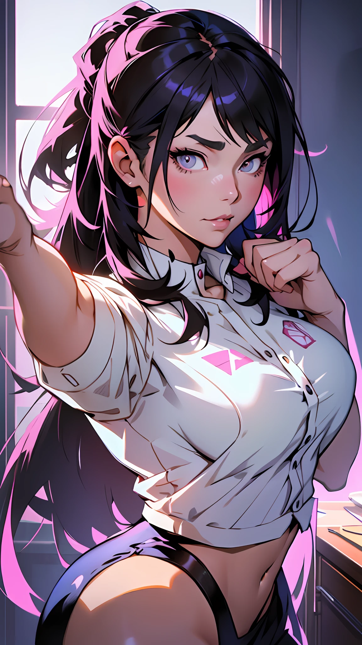 uma mulher de camisa branca está segurando o cabelo para cima, garota anime sedutora, arte de anime limpa e detalhada, anime. iluminação suave, arte digital detalhada de anime, Ilya Kuvshinov with long hair, estilo de realismo de anime, artgerm extremamente detalhado, estilo de arte anime realista, pintado em estúdio de pintor de anime, Ilya Kuvshinov. 4k, fanart requintada altamente detalhada